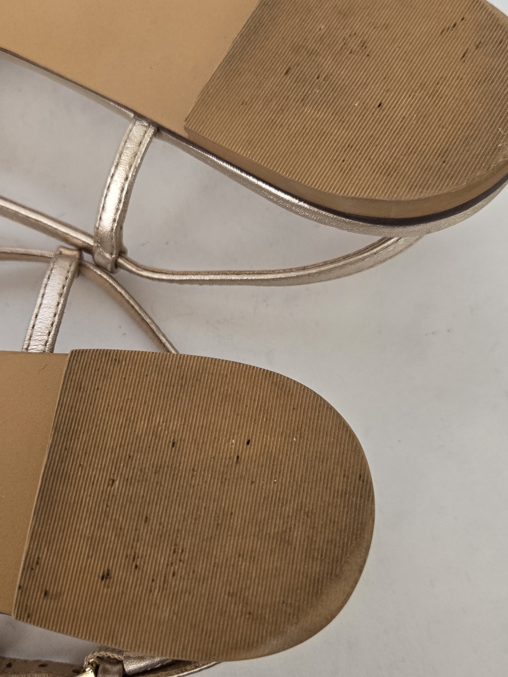 Reformation Metallic Gold Multi-Strap Square-Toe Slingback Sandals - Picture 9 of 9